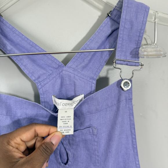 Real Comfort 100% Linen Overall Purple Plus Size 14 Straight Leg Lagenlook - Picture 3 of 6